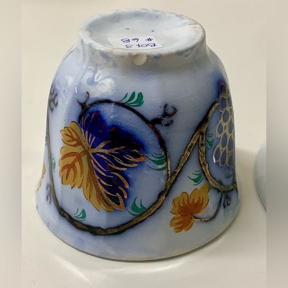 19th Century Vtg Gaudy Welsh Blackberry Pattern Handleless Teacup & Saucer Set - Picture 5 of 15